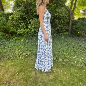 Soft cotton maxi indigo and white tie dye dress